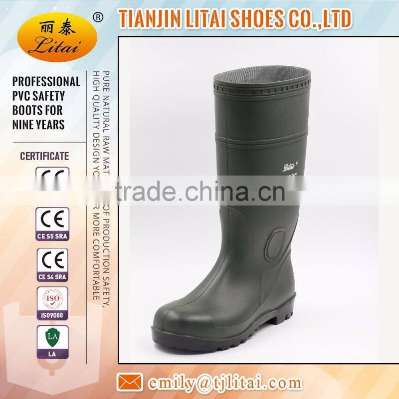 Hot Selling Black PVC Safety Rain Boots with Steel Toecap