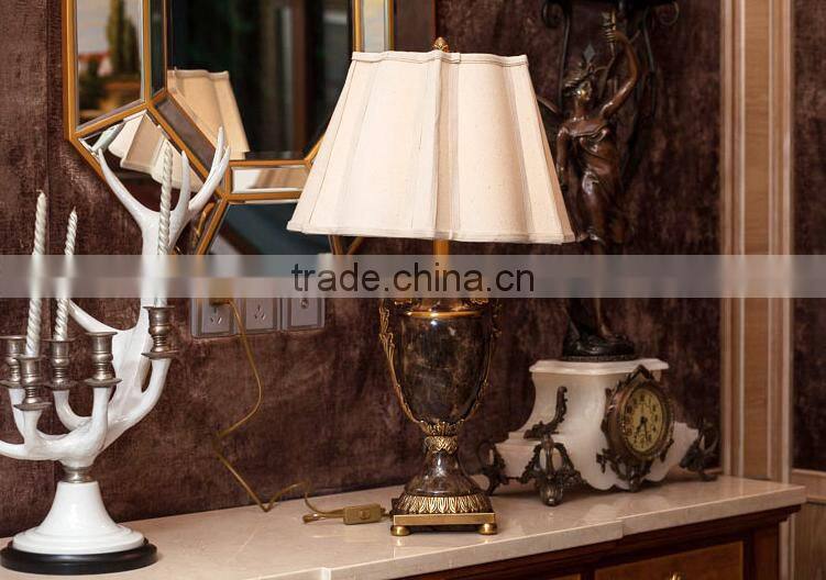 Black marble lamp body brass decoration bottom fabric lampshade table lamp