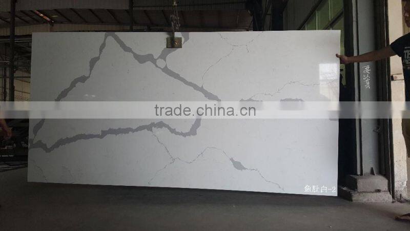 Polished calacatta artificial marble slabs for decoration