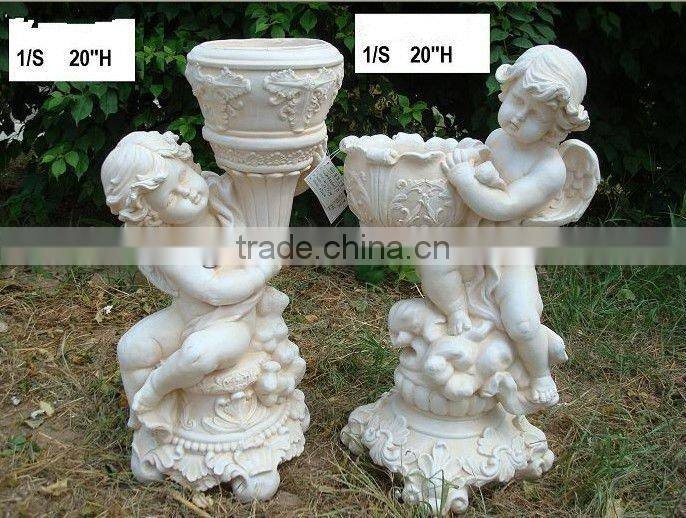 White Classical Resin Cherub Flower Pot
