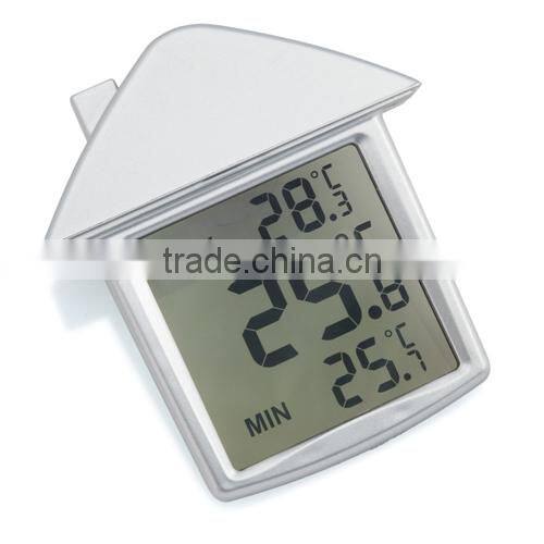 Promotional small size house shaped thermometer clock for gift