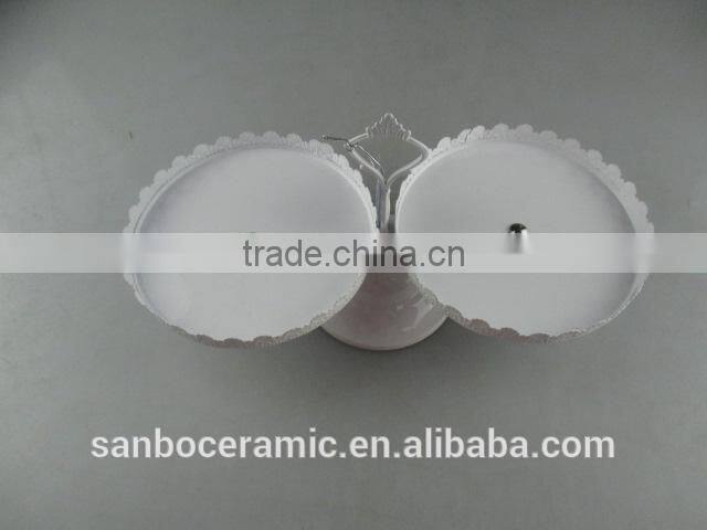 Lighted Acrylic Cake Stand , 2 Tier Cake Metal Stand in White Antique Color