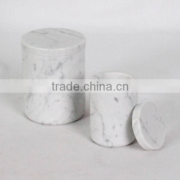 Home decor carrara marble candle jars designed with lids for customized