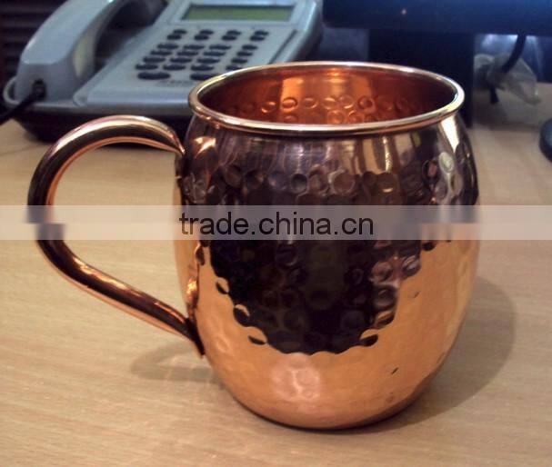 AMAZON BEST SELLING FDA APPROVED 470 ML 100% PURE COPPER BARREL HAMMERED MOSCOW MULE MUG