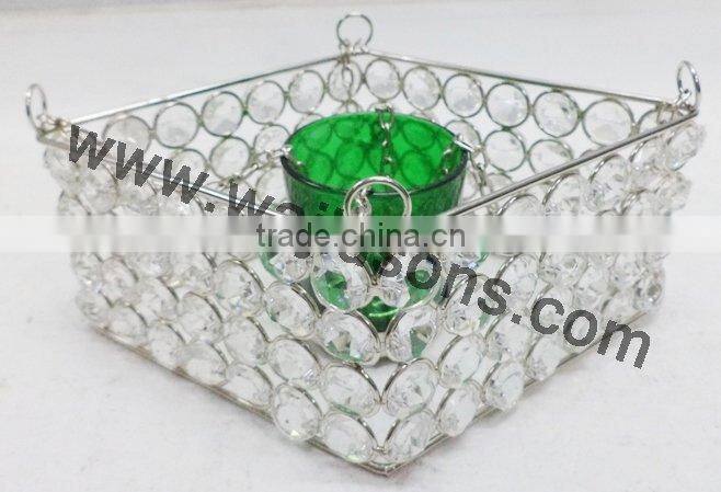 New design silver metal candle holder with crystal