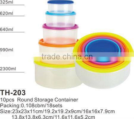 Round plastic food strorage lunch box and food container meal prep containers boite a vivres die Kasserolle