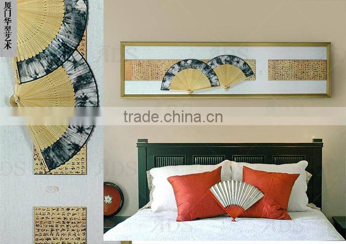 Framed handmade Chinese Fan & Chinese characters art craft for home decoration