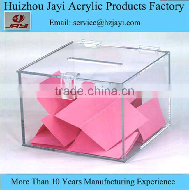 OEM clear hand made donation box,best design and large donation box