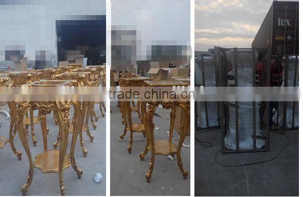 Antique Gold Marble Top Hand-carved Wedding Decoration Flower Stander