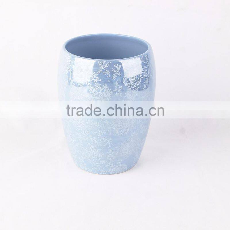 Wholesale Blue Glazed Decal Bathrooms Set Ceramic