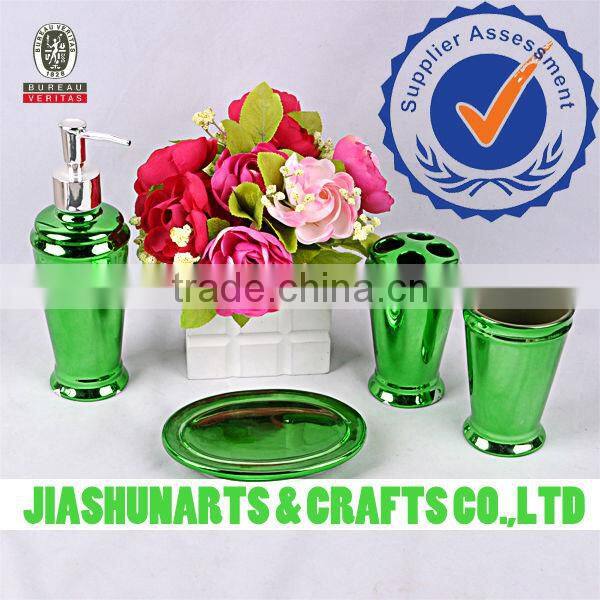 Home bathroom Green Plating Ceramic Bathroom Items