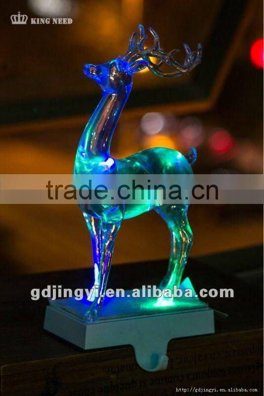 plastic clear acrylic LED light Christmas reindeer metal stocking holders