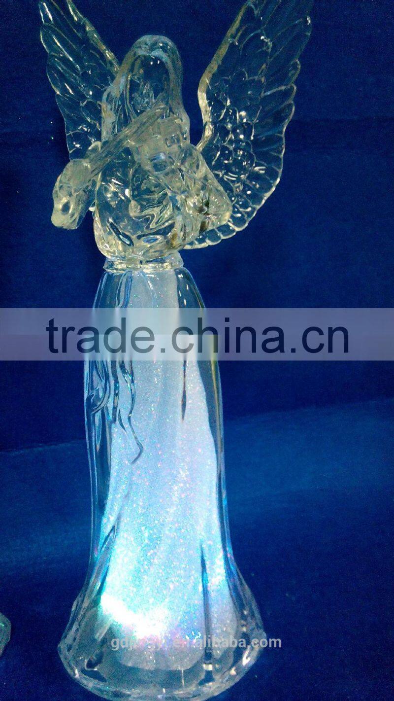 2015 Dongguan 10 inch Acrylic hollow angel with LED Light