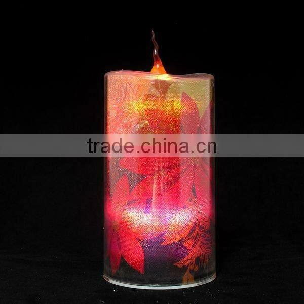 LED lighted acrylic heart shape base colorful candles decoraitons