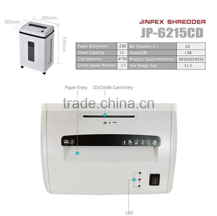 JP-6215CD Best Seller office paper shredder cheapest Cross Cut A4