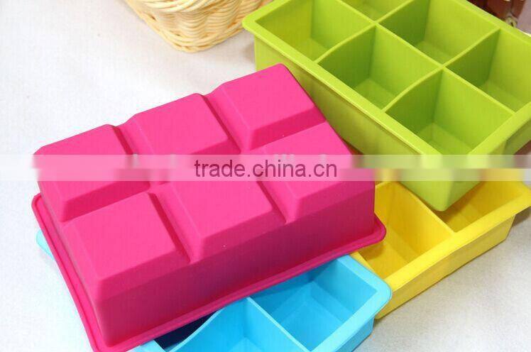Summber Ice Cube tools 6 Cavity Silicone Square Ice Cube Tray