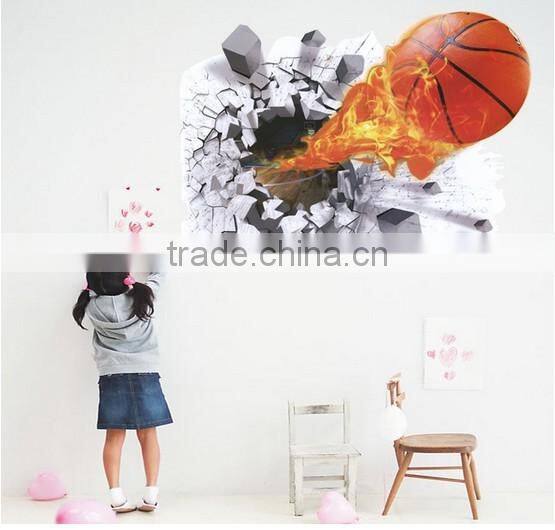 Creative Self Adhesive 3D Basketball Wall Paper for Kids' Room