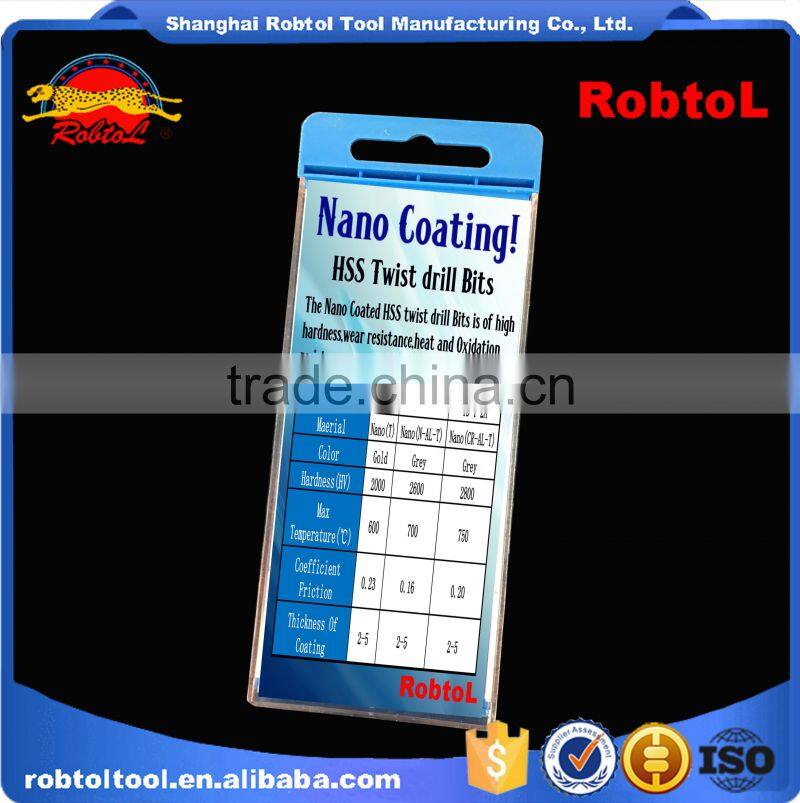 6pcs nano nitrogen aluminum titanium coating straight shank Hss Twist Drill Bits Cobalt Fully Ground Bright Finish drilling