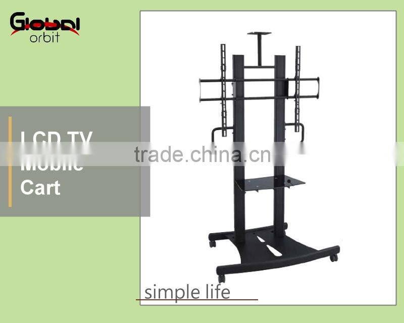 Metal TV Holder Adjustable LCD Monitor Display Mobile TV Cart With Wheel