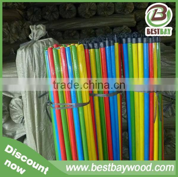 PVC coated wood broom handle/Factory cheap price broom handle wood pvc coated mop handle