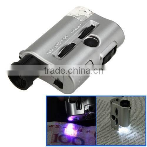KMT Mini 30-60X Pocket Microscope Loupe LED UV Light Magnifier