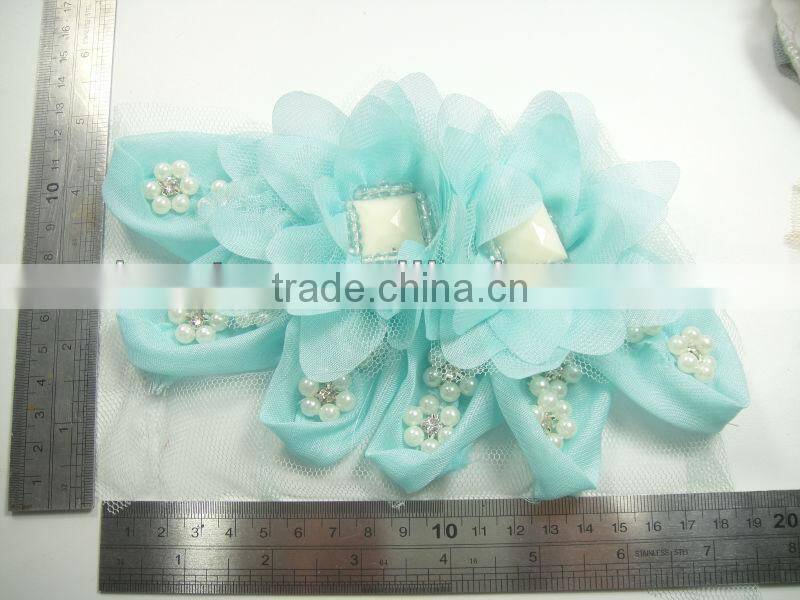 CF0454 New fashion stone fabric flower applique for dressing