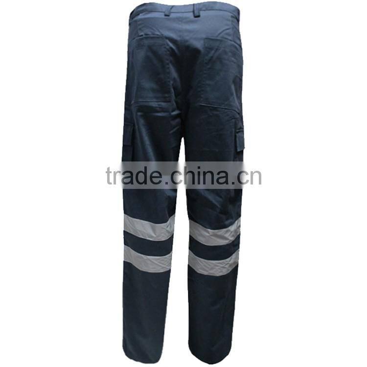 Navy blue reflective heavy cotton safety work pants