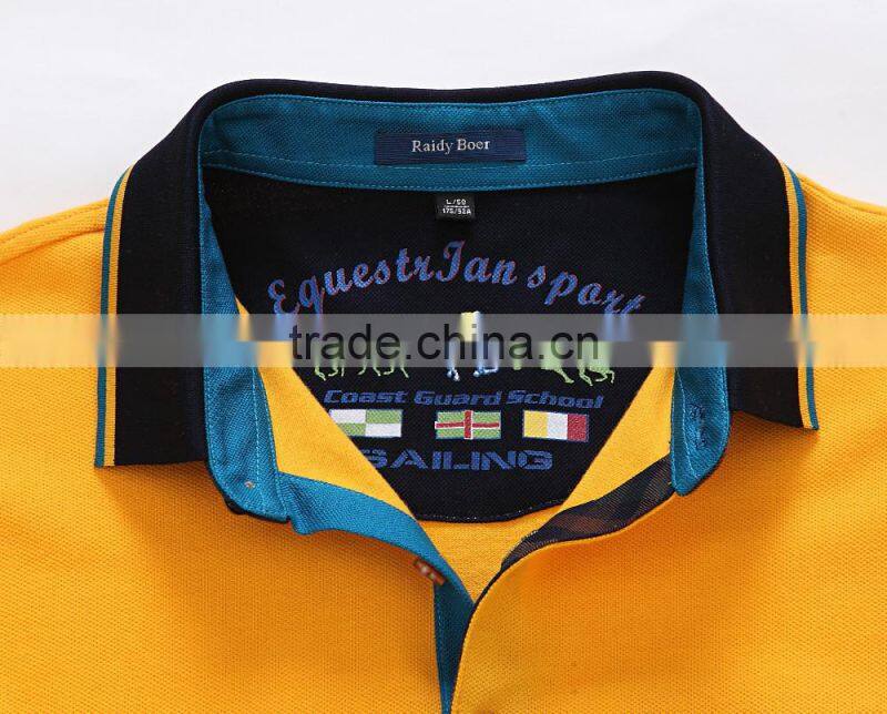 2016 long sleeve blank double mercerized cotton polo shirt