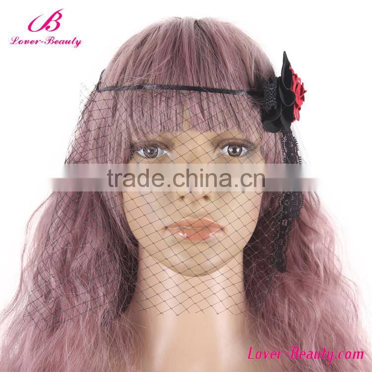 Wholesale covered face masquerade party lace mask with red rose