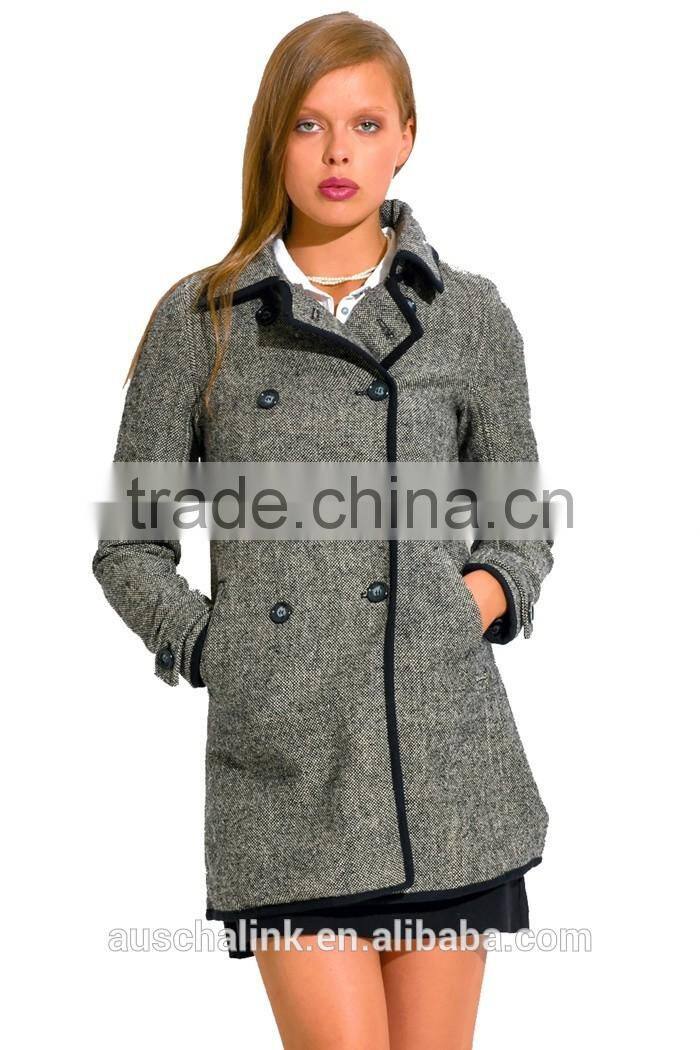 high quality new model charcoal gray wool blend women's coat