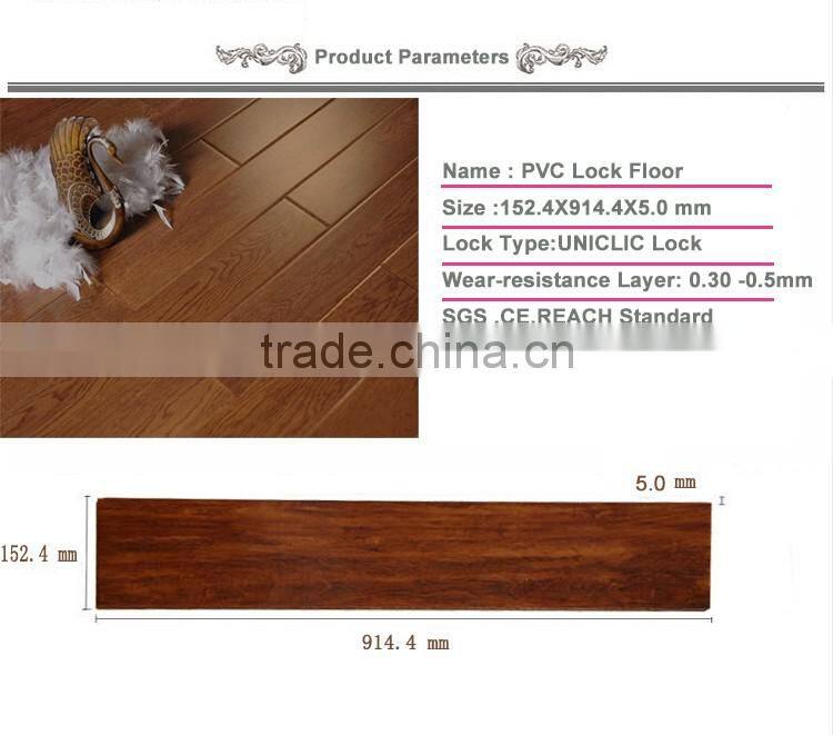 Home decoration good quality quick click lock pvc floorboard
