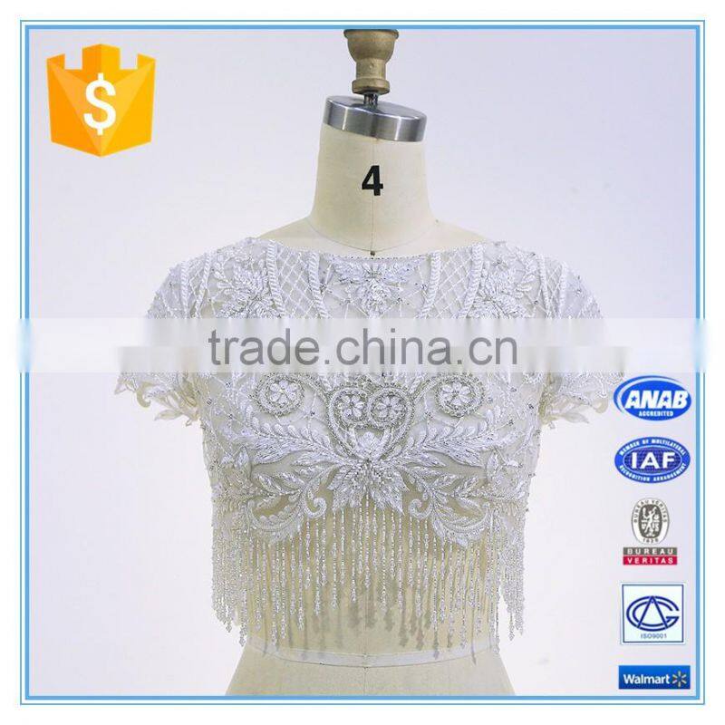 Lady short elegant style wedding embroidery beading top