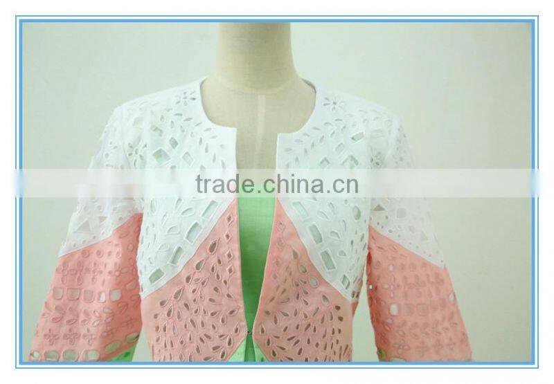 Ramie cotton fabric multi color and embroidery ladies office suit