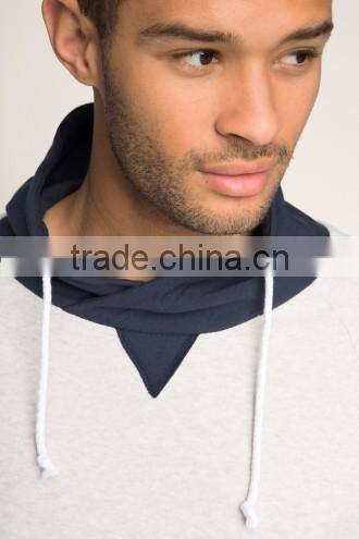 cuffs and hem with contrast color rib design Custom made high quality hoody for men