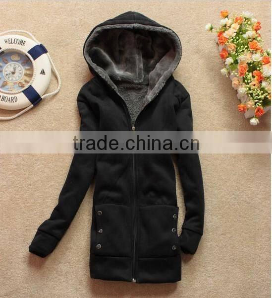 Fashion Women's Hoodie Coat Zipper Winter Autumn Thick Outerwear Lady Hoddy Jacket Clothes with Cap Hat