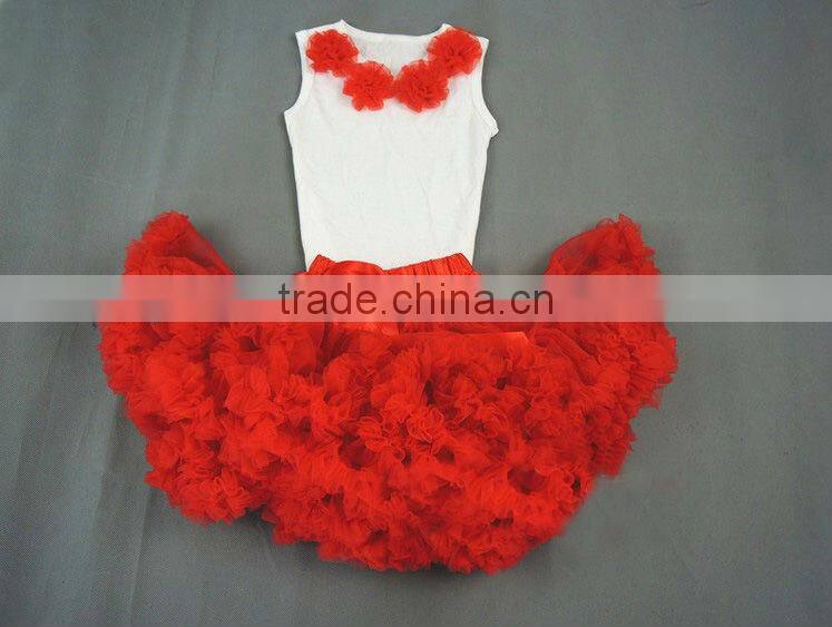 Girls red pettiskirt set with flowers MADE IN CHINA