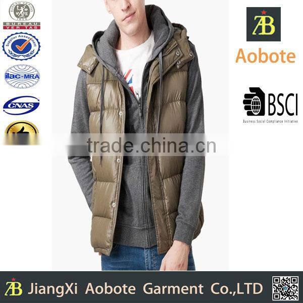 2015 New Fashion Man Outdoor Portable Down Vest With Hoodie