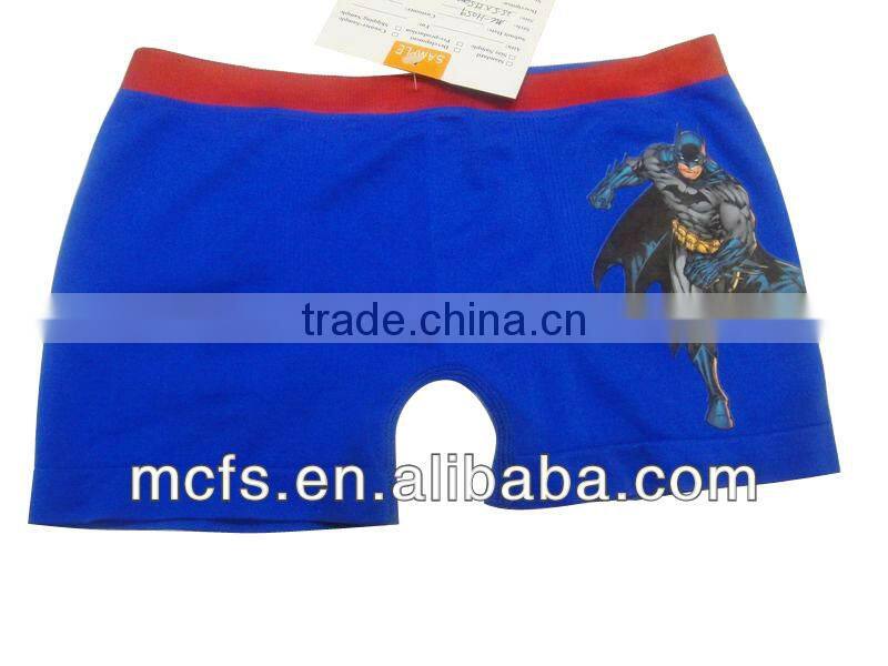 Best quality soft boy's underwear fashion funny print seamless blue boy's boxers