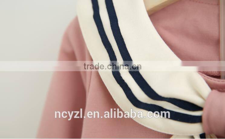 custom wholesale cute baby girl navy style children/baby long sleeve half dress