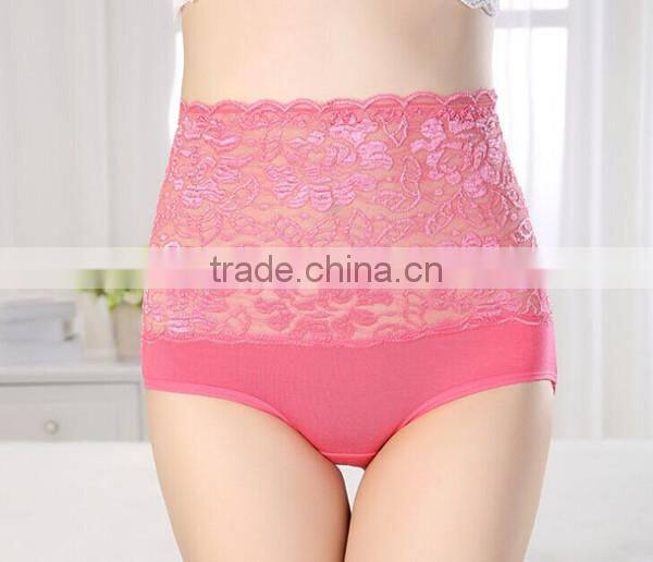 Abdomen in and lift the hips big sizes with Bamboo fiber Control briefs lace sexy briefs in women