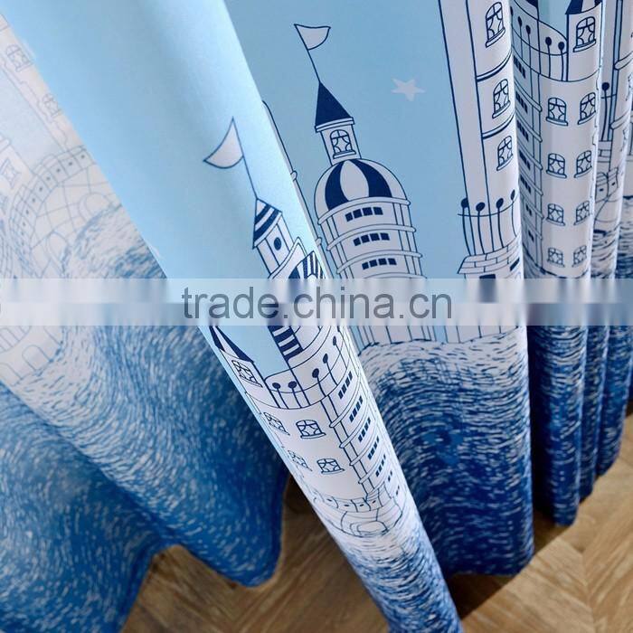 Mediterranean Style Drapes Marine Style Printed Curtains Fabric For Kid