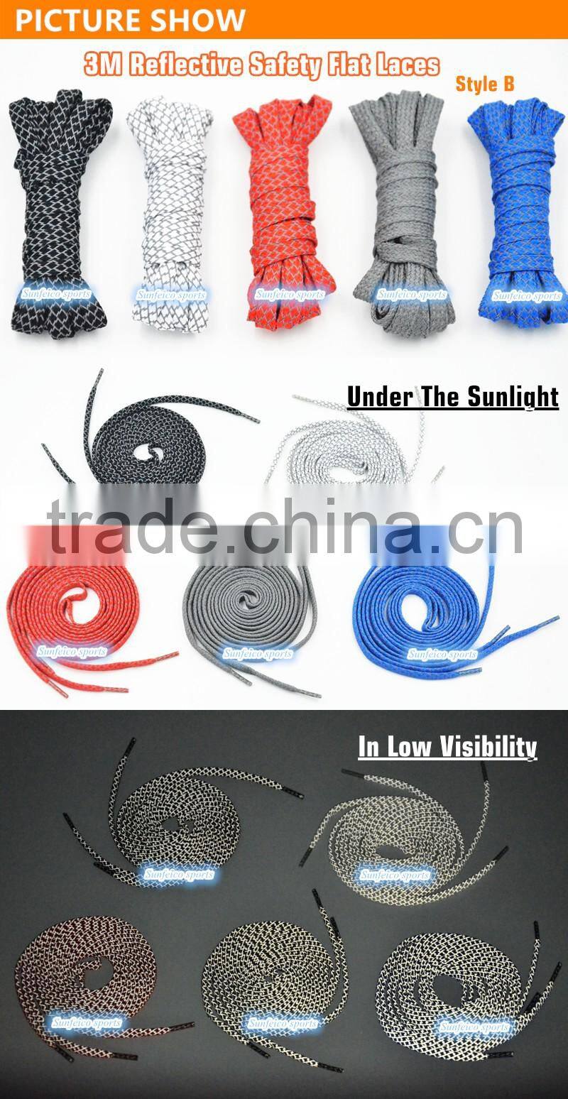 Factory Reflective Flat Shoelace as Train Track Reflective Shoelace - New Arriving Flat Reflective Shoelace - 5 Colors Available