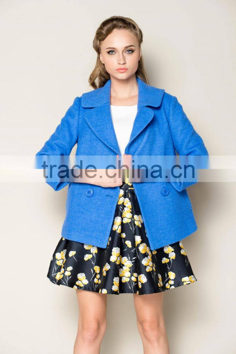 latest formal office style fashionable short women coats wool 2015