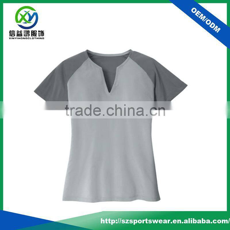 High quality popular style polyester spandex blend knit contrast color sport t-shirt