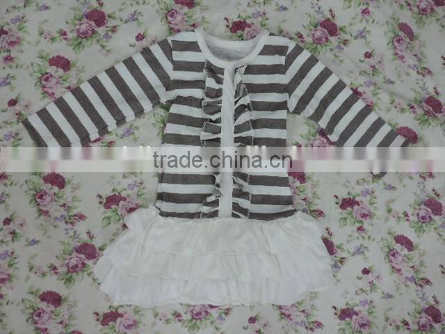 2017 Spring Lovely Baby Girls Long Sleeves Cartoon Clothes Baby Girls Stripe Ruffle Top