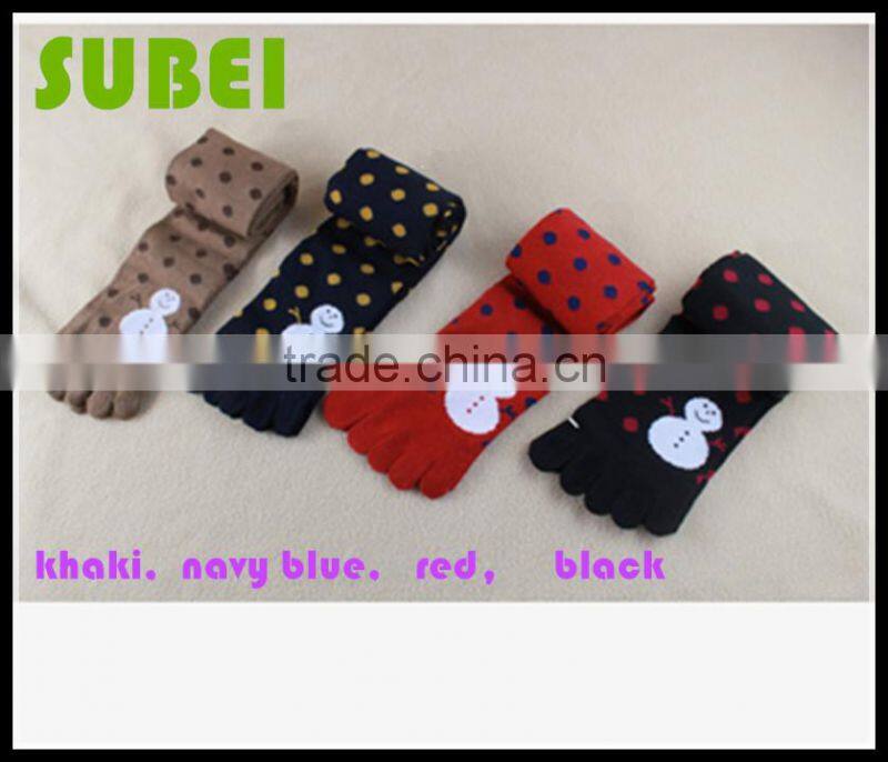 Warm Christmas stockings,Their five fingers wool mixed high boots socks