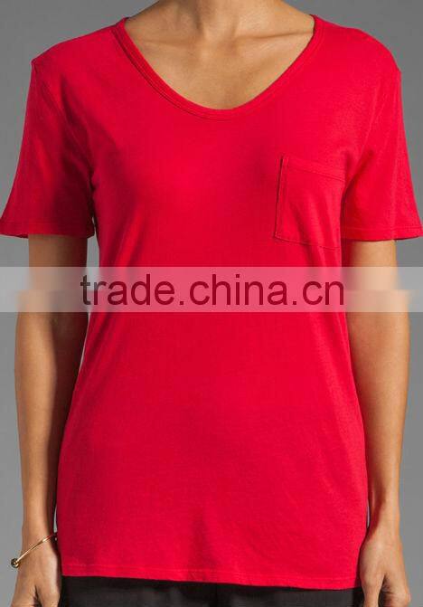 light weight jersey scoop pocket couple t-shirt