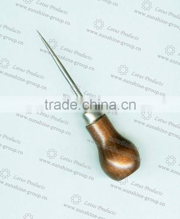 Safety Hand Tools Wooden Handle Straight Needle Sewing Awl Stainless Steel Awl