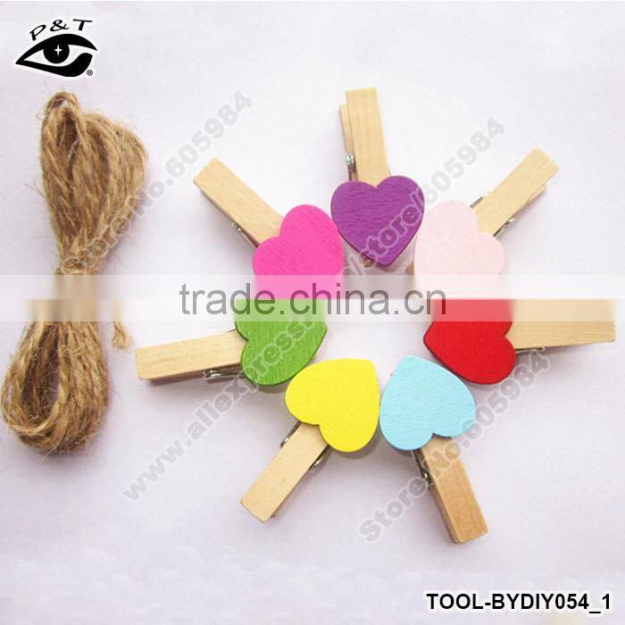 Mini Heart Love wooden craft clips For Photo Wall Papers Party DIY tools