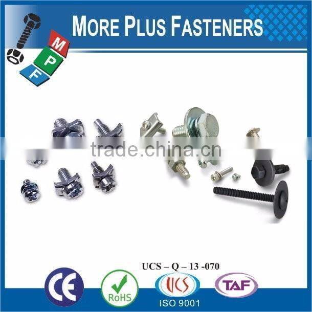 Taiwan JIS B1187 M3 M12 M3-0.5 x 12mm Phillips Pan Head Zinc Finish Steel Square Conical Washer SEMS Machine Screw